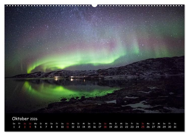 Produktbild: Nordlichtkalender (Wandkalender 2026 DIN A2 quer), CALVENDO Monatskalender