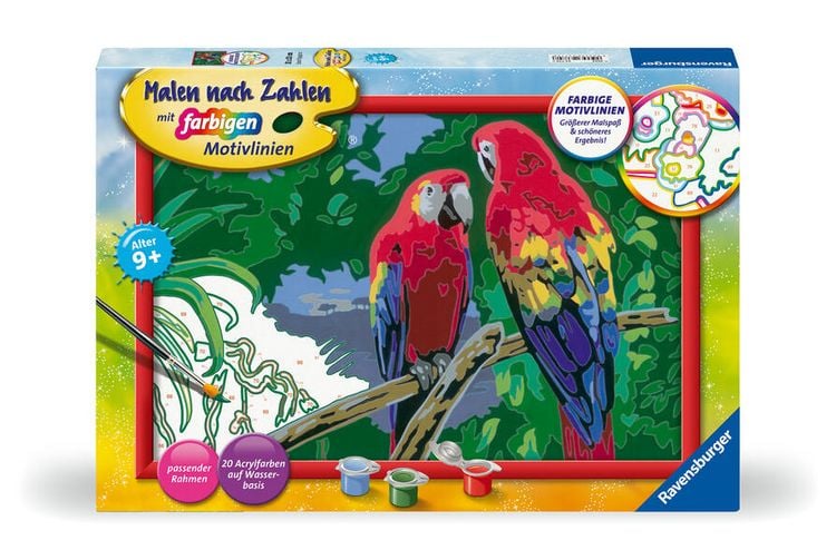 Produktbild: CreArt, Malen nach Zahlen Kinder - Bunte Papageien