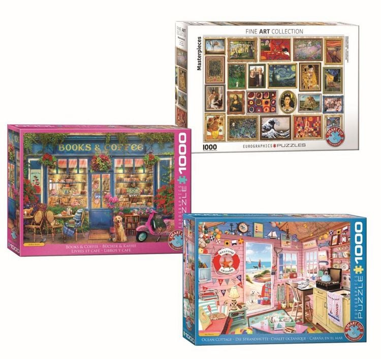 Produktbild: Puzzle 3er-Pack (Books/FineArt/Ocean Cottage)