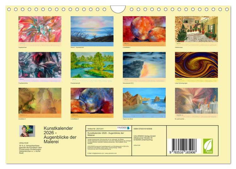 Produktbild: Kunstkalender 2026 - Augenblicke der Malerei (Wandkalender 2026 DIN A4 quer), CALVENDO Monatskalender