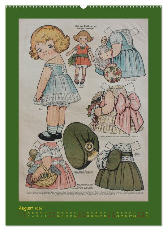 Produktbild: Dukke Lise Kalender - Anziehpuppen aus Papier (hochwertiger Premium Wandkalender 2026 DIN A2 hoch), Kunstdruck in Hochglanz