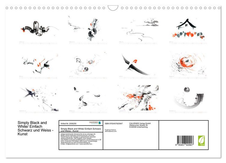 Produktbild: Simply Black and White/ Einfach Schwarz und Weiss - Kunst (Wandkalender 2026 DIN A3 quer), CALVENDO Monatskalender