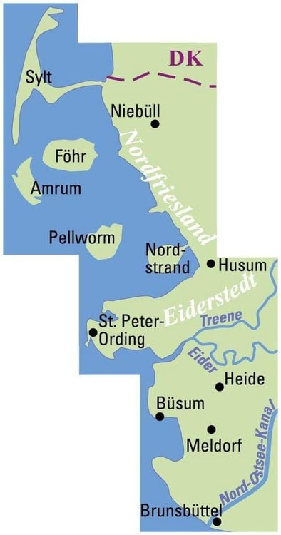 Produktbild: BVA ADFC Regionalkarte Schleswig-Holsteinische Nordseek&uuml;ste mit Inseln 1:75.000