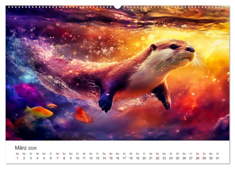 Produktbild: W&auml;chter des Flusses - Ein Jahr mit Fischottern (hochwertiger Premium Wandkalender 2026 DIN A2 quer), Kunstdruck in Hochglanz