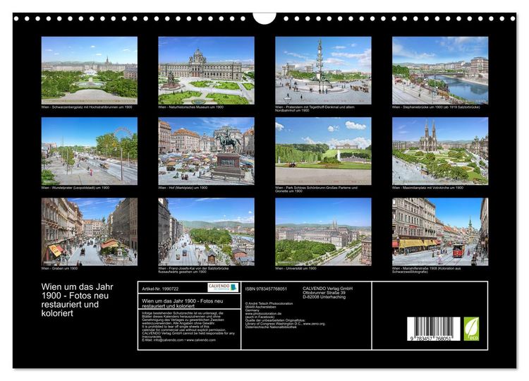 Produktbild: Wien um das Jahr 1900 - Fotos neu restauriert und koloriert (Wandkalender 2026 DIN A3 quer), CALVENDO Monatskalender