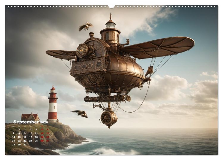Produktbild: Steampunk - Die Welt der Leuchtt&uuml;rme (hochwertiger Premium Wandkalender 2026 DIN A2 quer), Kunstdruck in Hochglanz