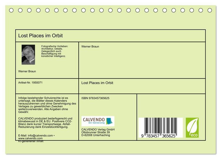 Produktbild: Lost Places im Orbit (Tischkalender 2026 DIN A5 quer), CALVENDO Monatskalender