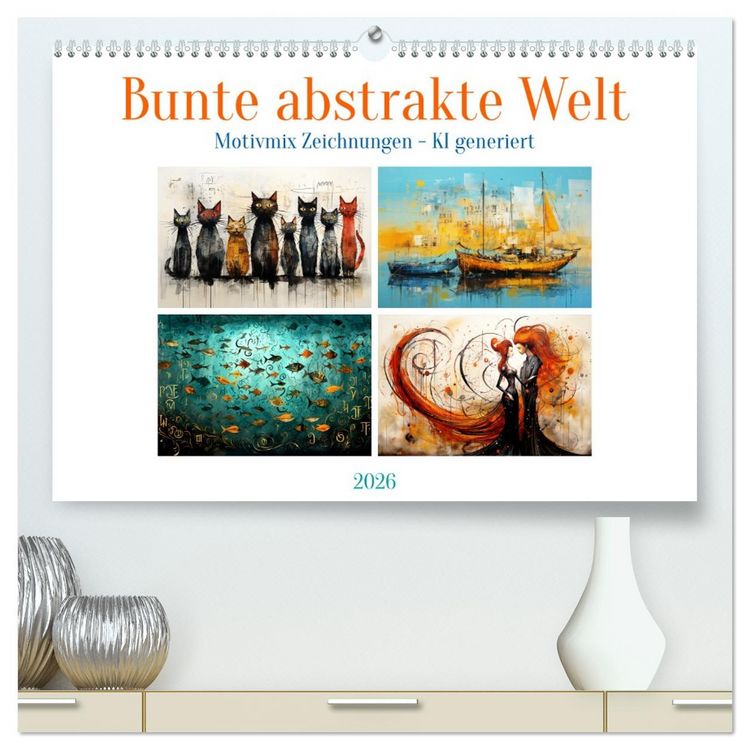 Produktbild: Bunte abstrakte Welt (hochwertiger Premium Wandkalender 2026 DIN A2 quer), Kunstdruck in Hochglanz
