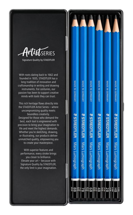 Produktbild: STAEDTLER Bleistifte Mars Lumograph Bleistifte, 6er Set, 6 H&auml;rtegrade