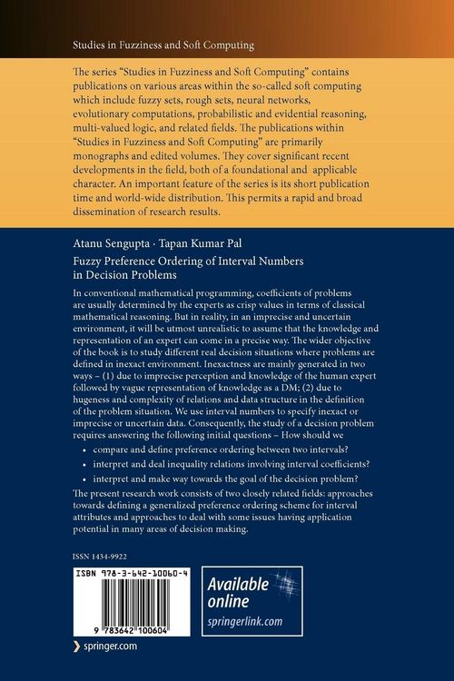 Produktbild: Fuzzy Preference Ordering of Interval Numbers in Decision Problems