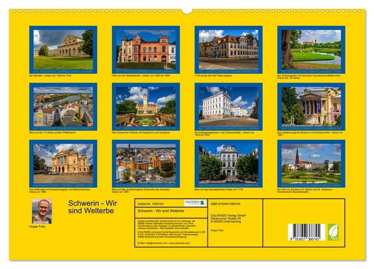 Produktbild: Schwerin - Wir sind Welterbe (hochwertiger Premium Wandkalender 2026 DIN A2 quer), Kunstdruck in Hochglanz