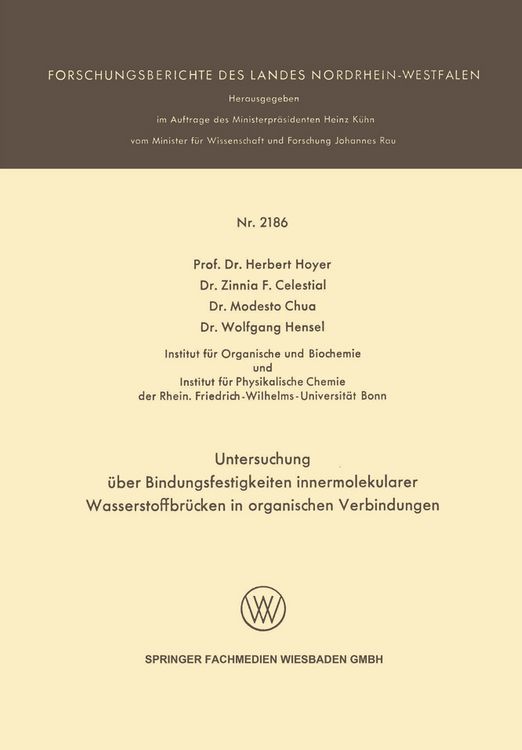 Produktbild: Untersuchung &uuml;ber Bindungsfestigkeiten innermolekularer Wasserstoffbr&uuml;cken in organischen Verbindungen