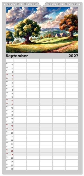 Produktbild: Familienplaner 2027 - Landschaften im Jahreskreis mit 5 Spalten (Wandkalender, 21 x 45 cm) CALVENDO