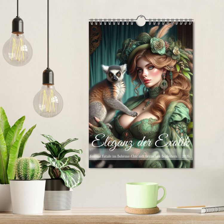 Produktbild: Eleganz der Exotik - Femme Fatale im Boh&egrave;me-Chic mit tierischen Begleitern (Wandkalender 2026 DIN A4 hoch), CALVENDO Monatskalender