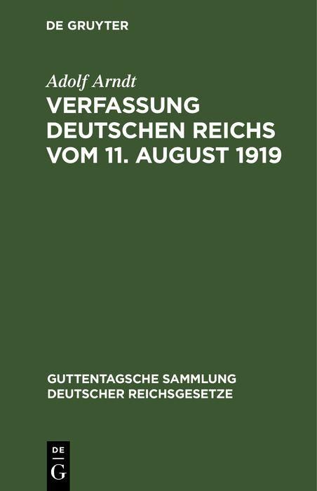 Produktbild: Verfassung Deutschen Reichs vom 11. August 1919