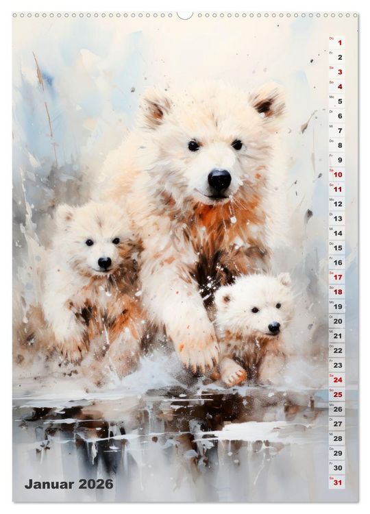 Produktbild: Niedliche Tierfamilien (Wandkalender 2026 DIN A2 hoch), CALVENDO Monatskalender