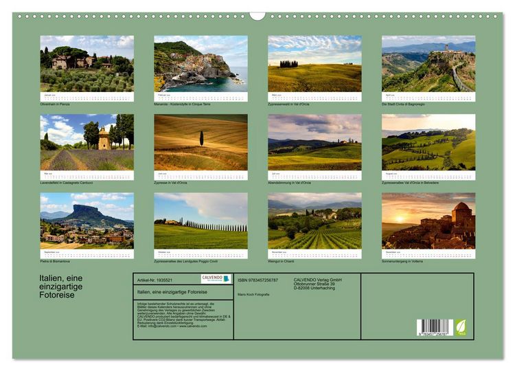 Produktbild: Italien, eine einzigartige Fotoreise (Wandkalender 2026 DIN A2 quer), CALVENDO Monatskalender