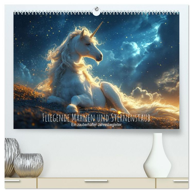 Produktbild: Fliegende M&auml;hnen und Sternenstaub - Ein zauberhafter Jahresbegleiter (hochwertiger Premium Wandkalender 2026 DIN A2 quer), Kunstdruck in Hochglanz