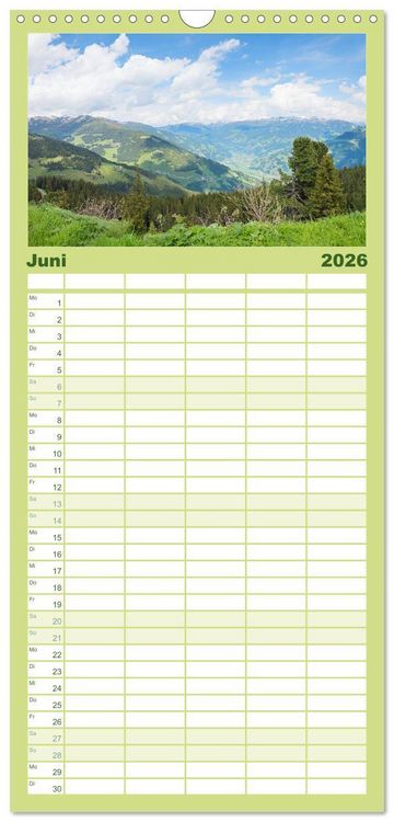 Produktbild: Familienplaner 2026 - Zillertal - Bergidylle rund um Mayrhofen 2026 mit 5 Spalten (Wandkalender, 21 x 45 cm) CALVENDO