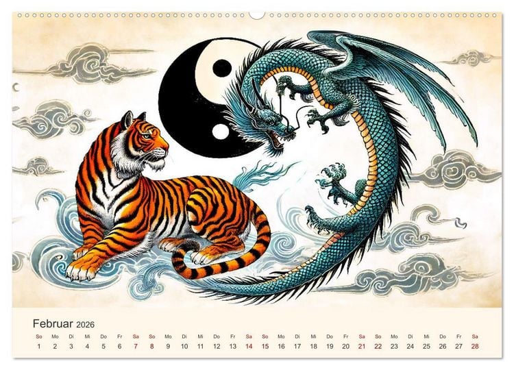 Produktbild: Yin und Yang der Wesen - Asiatische Mythen im Gleichgewicht (Wandkalender 2026 DIN A2 quer), CALVENDO Monatskalender