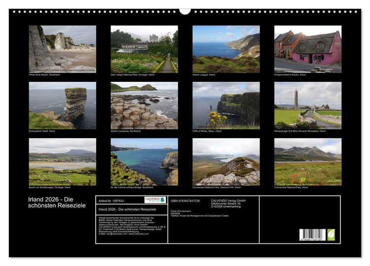 Produktbild: Irland 2026 - Die sch&ouml;nsten Reiseziele (Wandkalender 2026 DIN A2 quer), CALVENDO Monatskalender