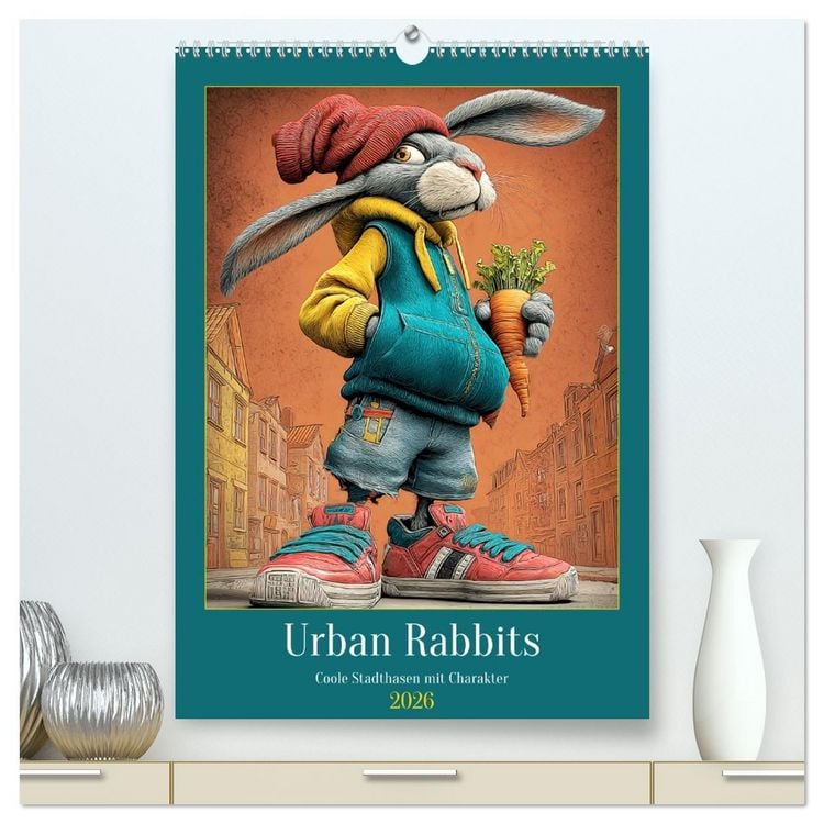 Produktbild: Urban Rabbits. Coole Stadthasen mit Charakter (hochwertiger Premium Wandkalender 2026 DIN A2 hoch), Kunstdruck in Hochglanz