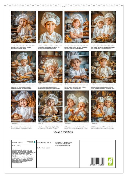 Produktbild: Backen mit Kids (hochwertiger Premium Wandkalender 2026 DIN A2 hoch), Kunstdruck in Hochglanz