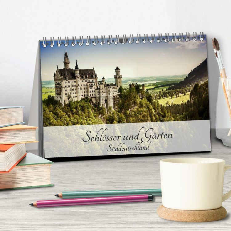 Produktbild: Schl&ouml;sser und G&auml;rten S&uuml;ddeutschland (Tischkalender 2026 DIN A5 quer), CALVENDO Monatskalender