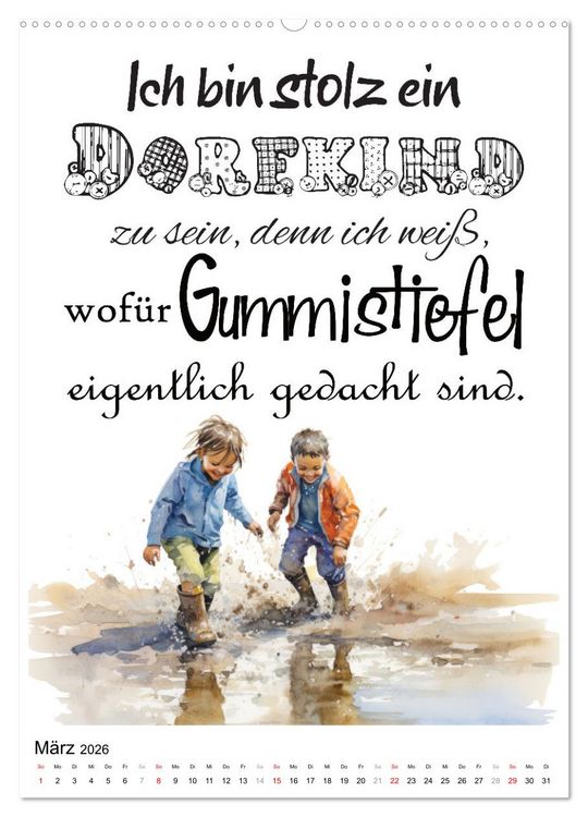Produktbild: Dorfkinder und stolz darauf (hochwertiger Premium Wandkalender 2026 DIN A2 hoch), Kunstdruck in Hochglanz
