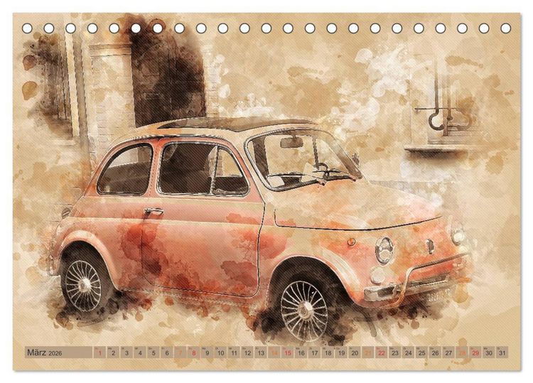 Produktbild: Kult-Autos, Nuova 500 (Tischkalender 2026 DIN A5 quer), CALVENDO Monatskalender