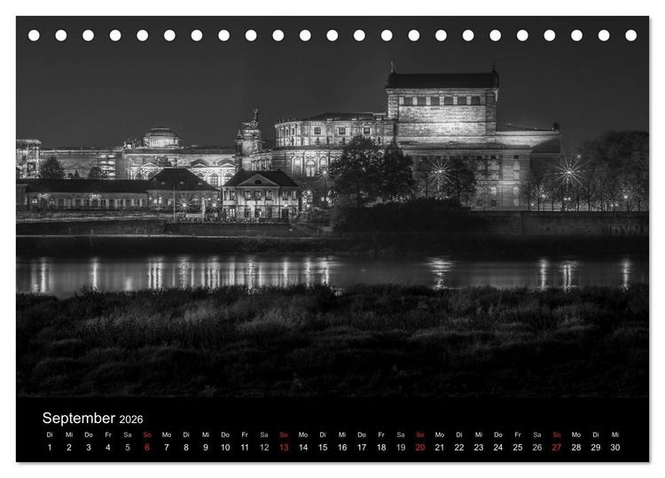 Produktbild: Dresden - Elbflorenz bei Nacht (Tischkalender 2026 DIN A5 quer), CALVENDO Monatskalender