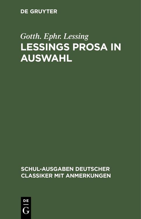 Produktbild: Lessings Prosa in Auswahl