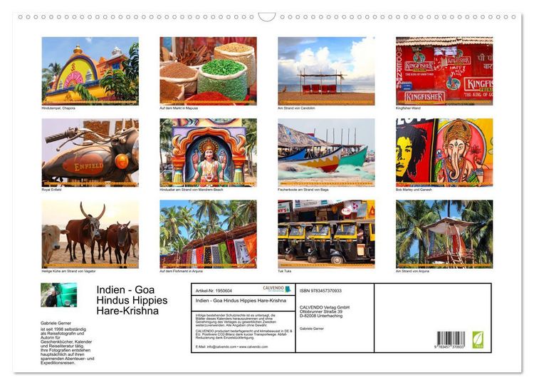Produktbild: Indien - Goa Hindus Hippies Hare-Krishna (Wandkalender 2026 DIN A2 quer), CALVENDO Monatskalender
