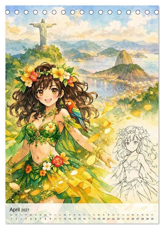 Produktbild: Anime Weltreise (Tischkalender 2027 DIN A5 hoch), CALVENDO Monatskalender