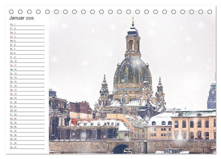 Produktbild: Dresden - Die Frauenkirche (Tischkalender 2026 DIN A5 quer), CALVENDO Monatskalender