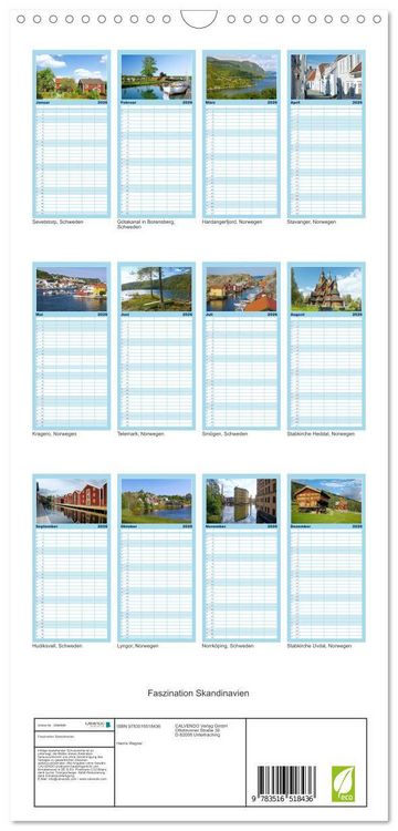 Produktbild: Familienplaner 2026 - Faszination Skandinavien mit 5 Spalten (Wandkalender, 21 x 45 cm) CALVENDO