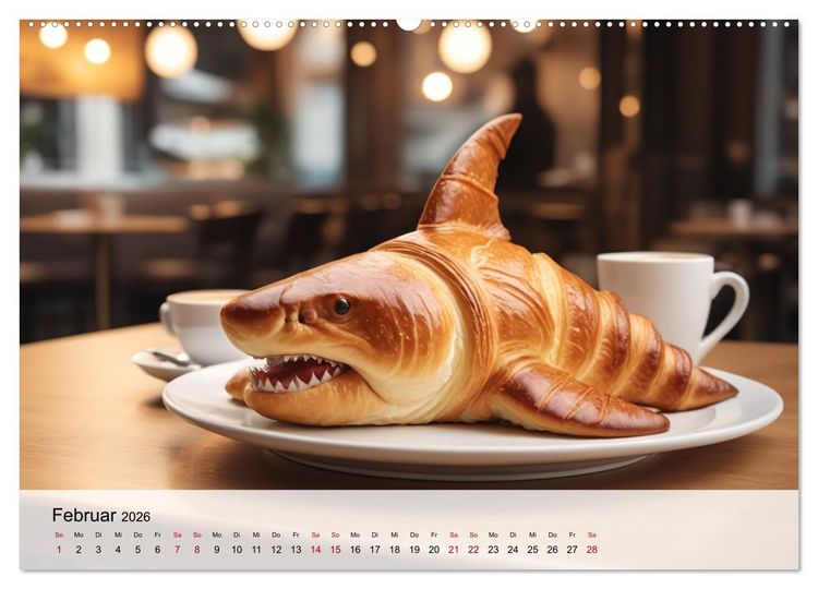 Produktbild: Tierische Croissants (hochwertiger Premium Wandkalender 2026 DIN A2 quer), Kunstdruck in Hochglanz