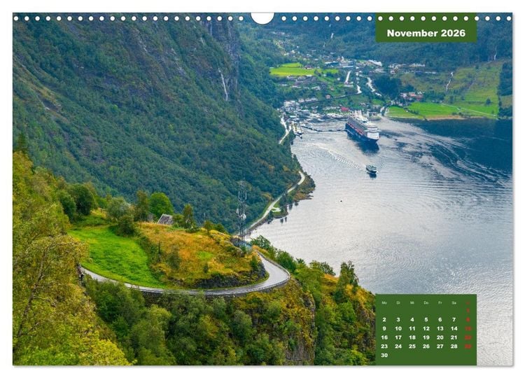 Produktbild: Geiranger - grandiose Fjordlandschaft (Wandkalender 2026 DIN A3 quer), CALVENDO Monatskalender
