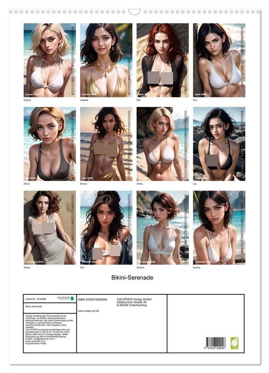 Produktbild: Bikini-Serenade (Wandkalender 2026 DIN A2 hoch), CALVENDO Monatskalender