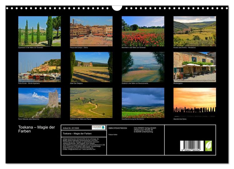 Produktbild: Toskana &ndash; Magie der Farben (Wandkalender 2026 DIN A3 quer), CALVENDO Monatskalender
