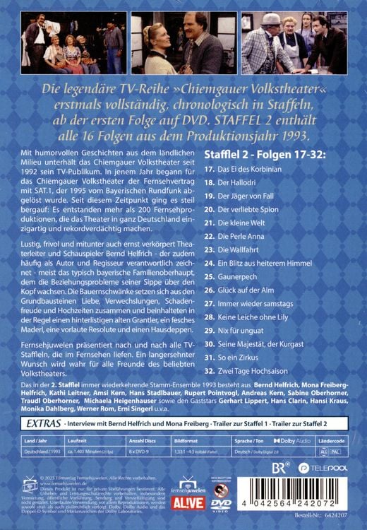 Produktbild: Chiemgauer Volkstheater - Die komplette Staffel 2 von 1993 (Fernsehjuwelen) [8 DVDs]
