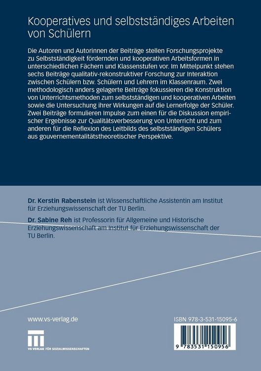 Produktbild: Kooperatives und selbst&auml;ndiges Arbeiten von Sch&uuml;lern