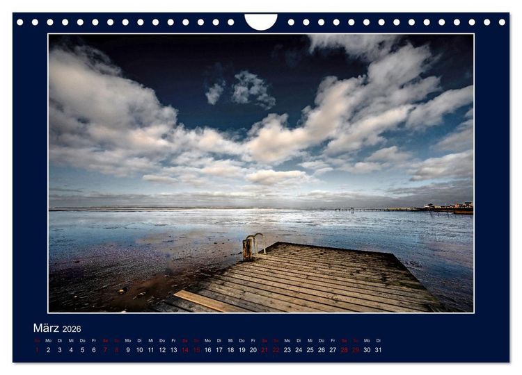 Produktbild: Wolken, Watt und Wellen. Fotografische Impressionen vom Jadebusen. (Wandkalender 2026 DIN A4 quer), CALVENDO Monatskalender