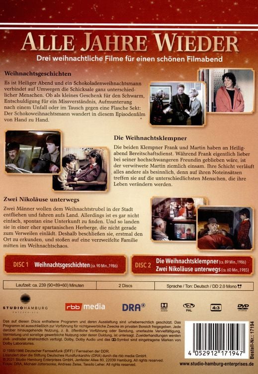 Produktbild: Alle Jahre wieder (Weihnachtsgeschichten / Die Weihnachtsklempner / Zwei Nikol&auml;use unterwegs) (DDR-TV-Archiv) [ 2 DVDs]