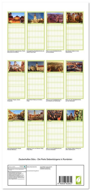 Produktbild: Familienplaner 2026 - Zauberhaftes Sibiu - Die Perle Siebenb&uuml;rgens in Rum&auml;nien mit 5 Spalten (Wandkalender, 21 x 45 cm) CALVENDO