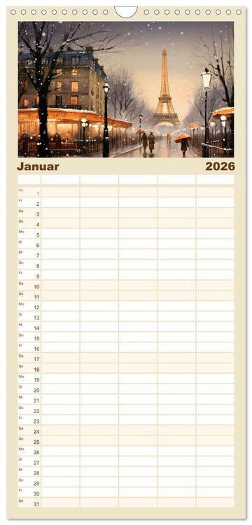 Produktbild: Familienplaner 2026 - Eiffelturm: Kreativ anders mit 5 Spalten (Wandkalender, 21 x 45 cm) CALVENDO