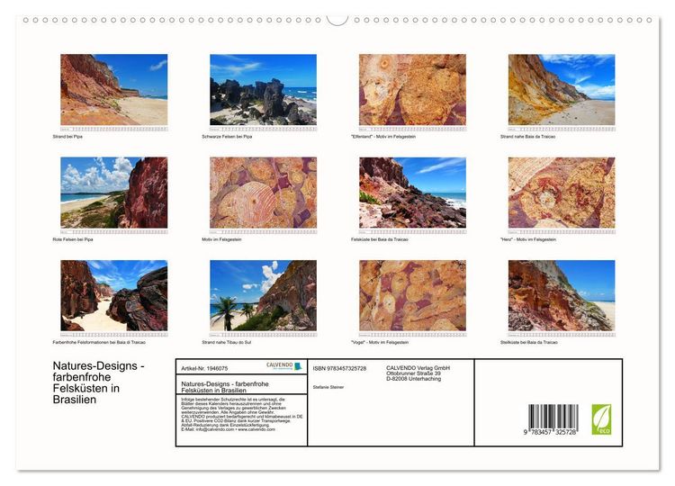 Produktbild: Natures-Designs - farbenfrohe Felsk&uuml;sten in Brasilien (hochwertiger Premium Wandkalender 2026 DIN A2 quer), Kunstdruck in Hochglanz
