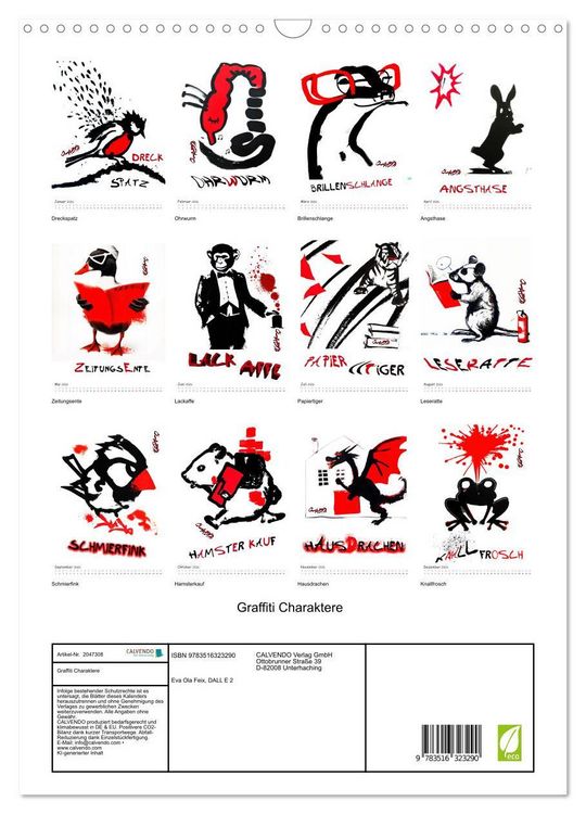 Produktbild: Graffiti Charaktere (Wandkalender 2026 DIN A3 hoch), CALVENDO Monatskalender