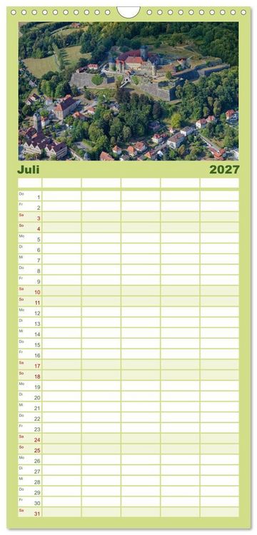 Produktbild: Familienplaner 2027 - Oberfranken aus der Vogelperspektive mit 5 Spalten (Wandkalender, 21 x 45 cm) CALVENDO