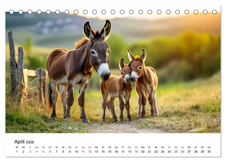 Produktbild: Esel - neugierige Typen (Tischkalender 2026 DIN A5 quer), CALVENDO Monatskalender